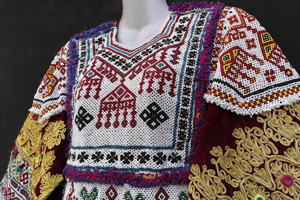 beads work afghan muslim clothes