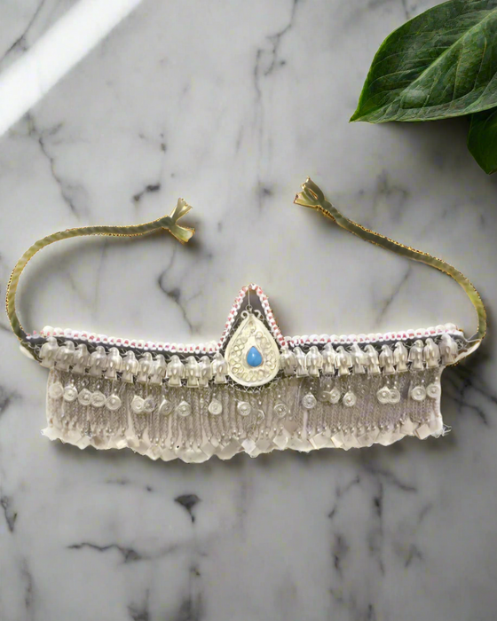 Afghan Hazaragi Firoza Stone White Headdress