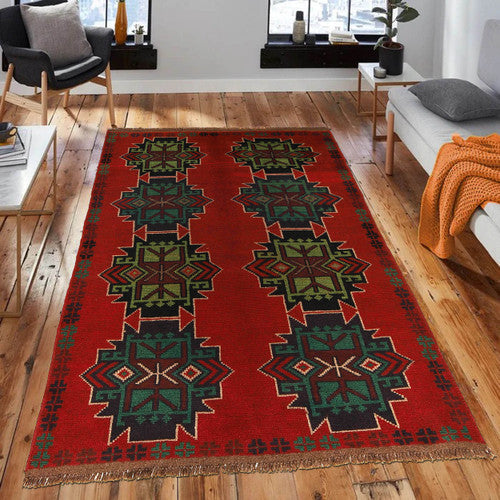 Baloch Tribal Design Wool Rug Handwoven in Afghanistan