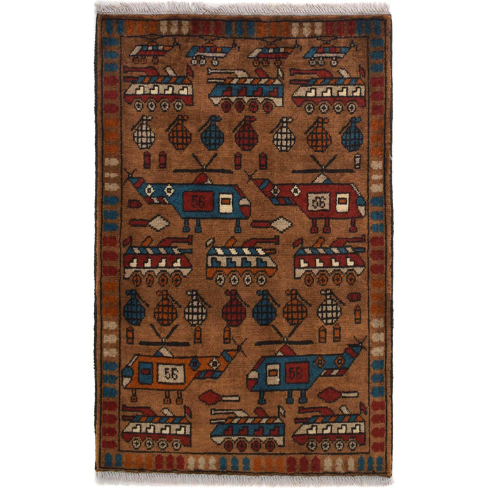 Unique Weapons Handcrafted War Rug 2.9x1.9 ft