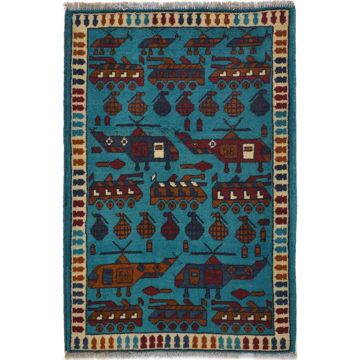 Battle Helicopter Motif Collector Carpet 2.8x2 ft