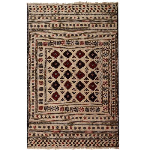 Handwoven Soumak Kilims Wool Area Rug by Skilled Pashtun Women Artisans