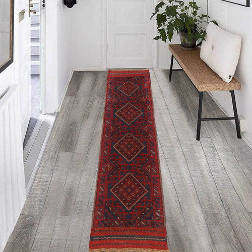 Pashtun Hand Made Runner Rug Traditional Wool Pictorial Pashtun Rug For Home Décor