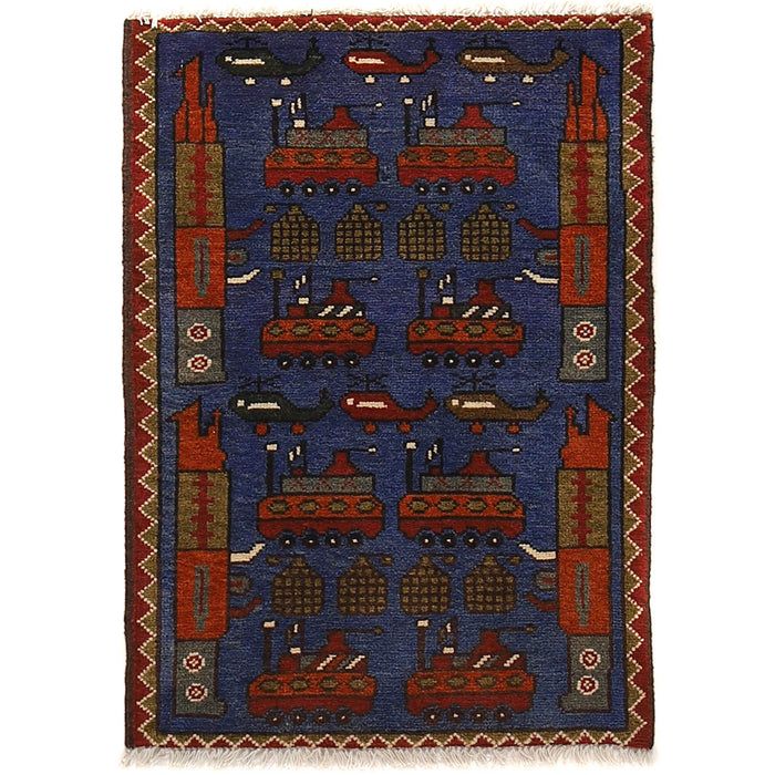 Authentic Rug Afghan War Weapons 2.7x1.9 ft