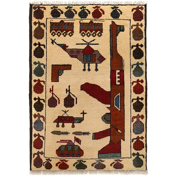 Afghan Symbolic War AK 47 Rug 3x2.1 ft