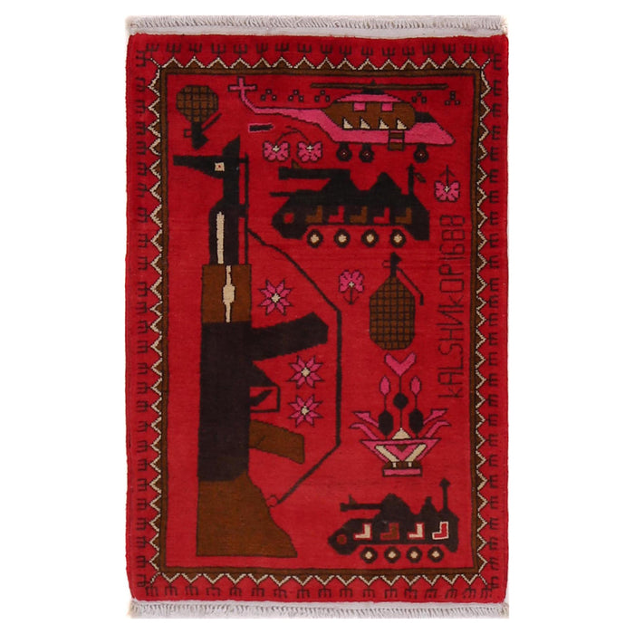 Afghan War AK-47 Rug Handmade 2.9x2 ft