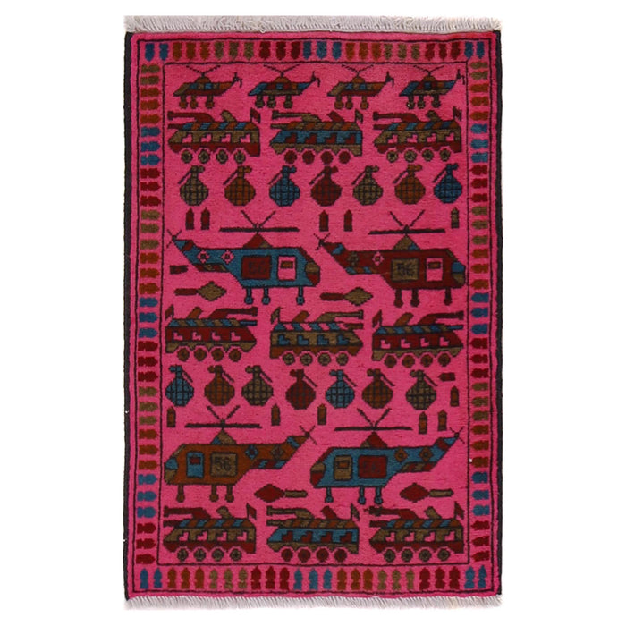 Afghan War Weapons Carpet Unique 2.6x1.9 ft