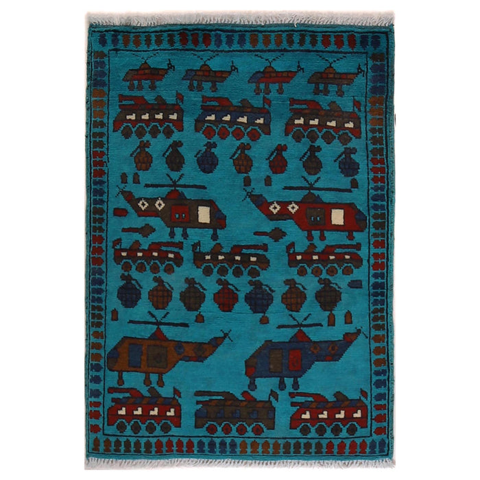 Afghan Heritage War Story Rug 2.8x2 ft