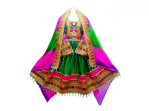 Afghan Bridle Green Dress