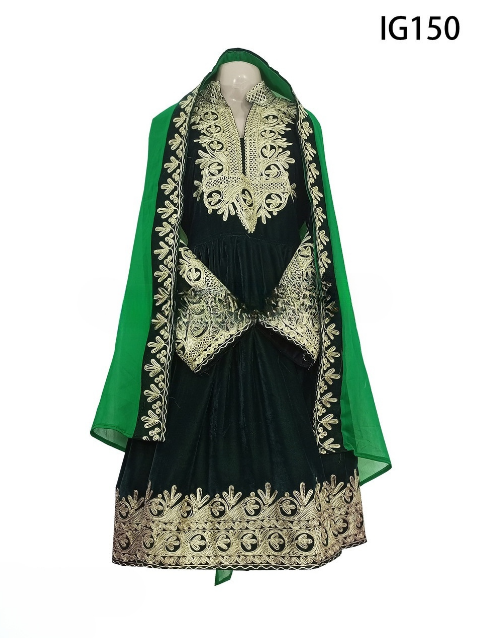 Afghan Dark Green Chorma Dozi Dress