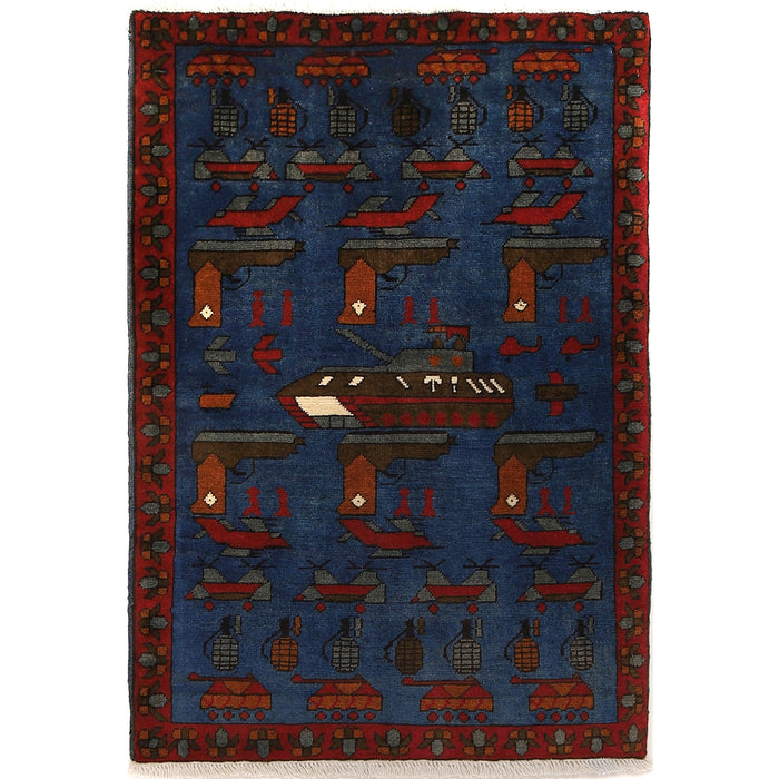 Vintage Tribal Weapons War Carpet 3.8x2.7 ft