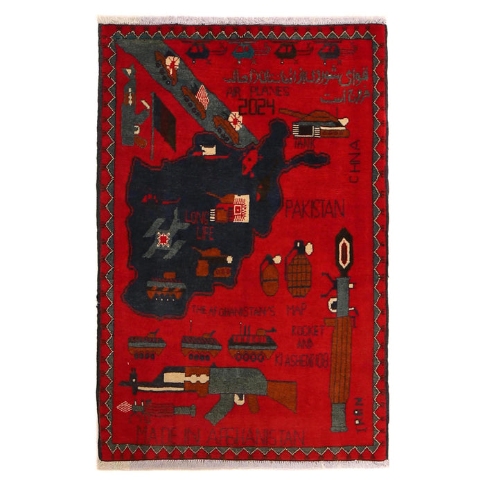 Afghan Collector Heritage War Rug 4.1x2.6 ft