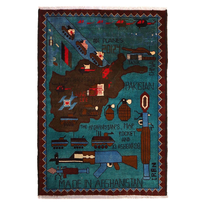 Artisan Handwoven War Carpet 4x2.8 ft