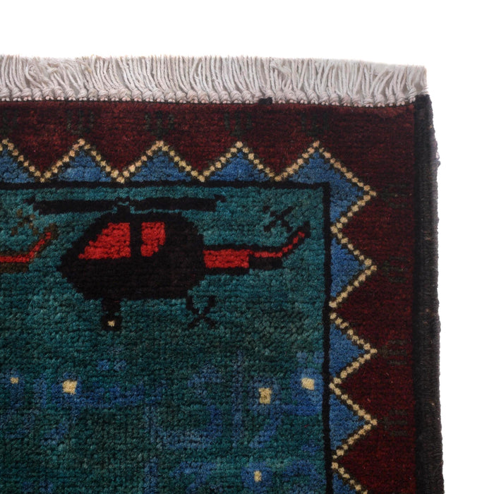 Artisan Handwoven War Carpet 4x2.8 ft