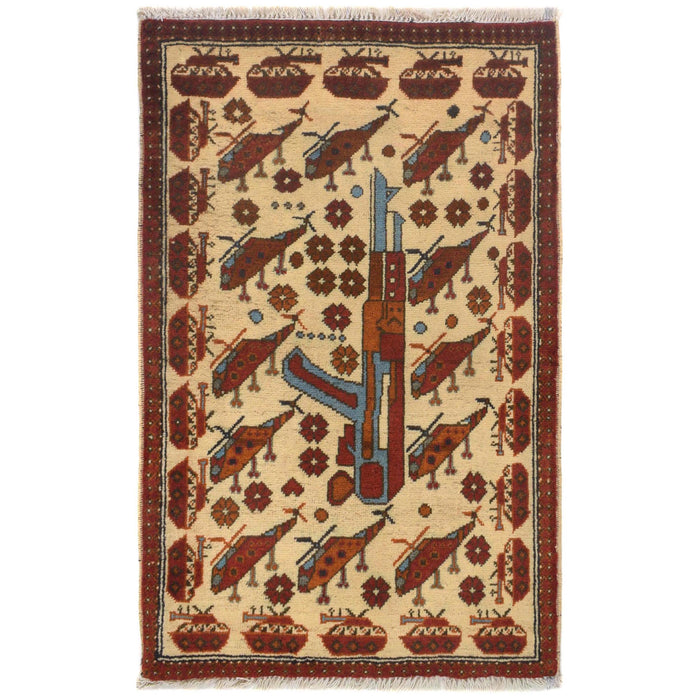 Vintage AK-47 Battle Symbol Carpet 2.9x2 ft