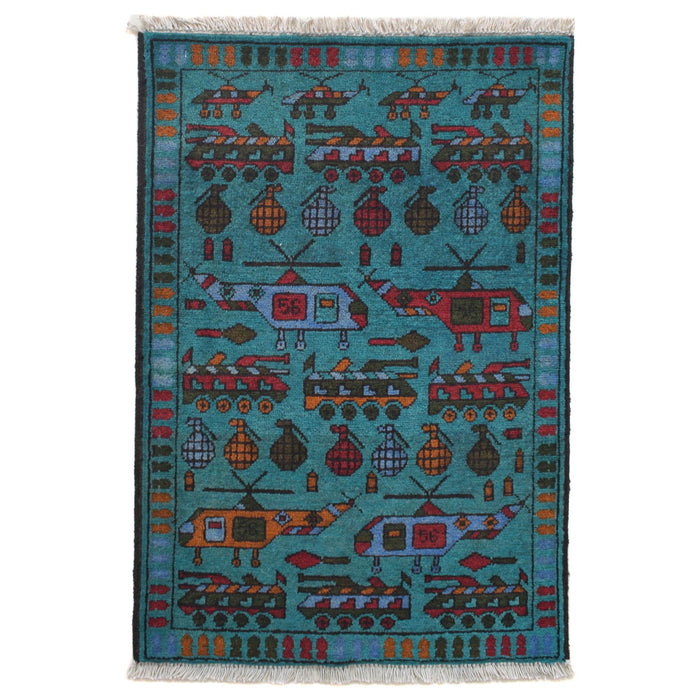 Cultural Story Rug Afghan 2.8x1.9 ft