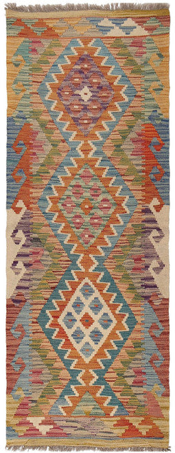 Luxurious Hand Knotted Wool Afghan Runner Rug Featuring Exquisite Tribal Art