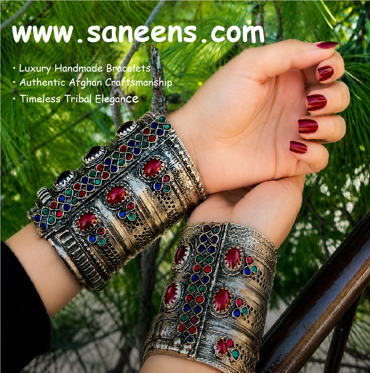 kuchi tribal artwork bangles bracelets pair