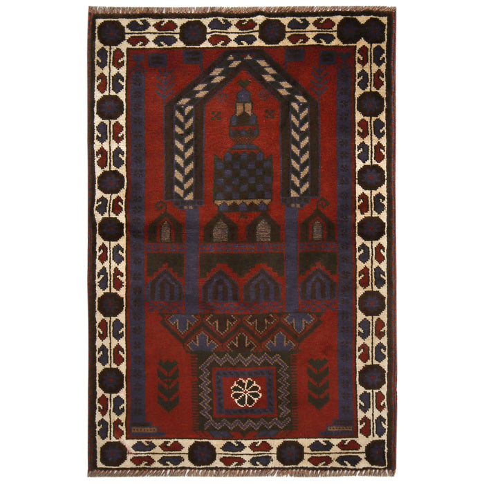 Prayer Mat Afghan Traditional 4.4x2.9 ft
