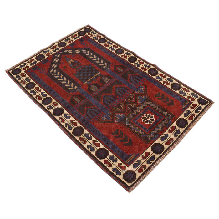 Prayer Mat Afghan Traditional 4.4x2.9 ft