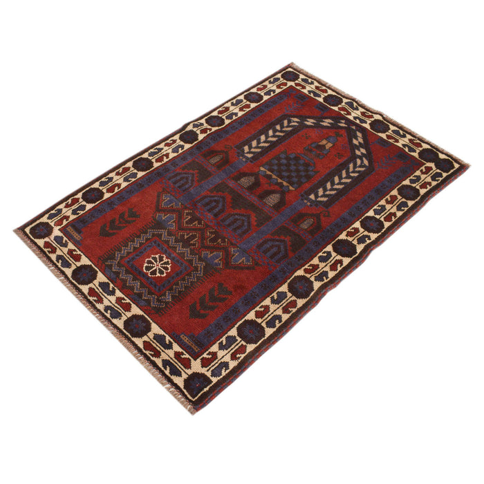 Prayer Mat Afghan Traditional 4.4x2.9 ft