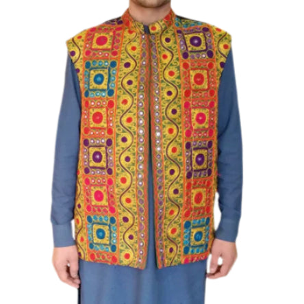 New Afghan online nikkah vest with mirror work