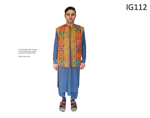 Afghan Mirror Work Men's Vest