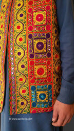 traditional afghan saneens multi color vest