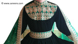 New Afghan nomad style kuchi girls frock in dark green velvet