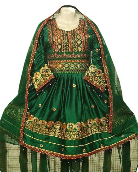 New afghan women clothes in green color