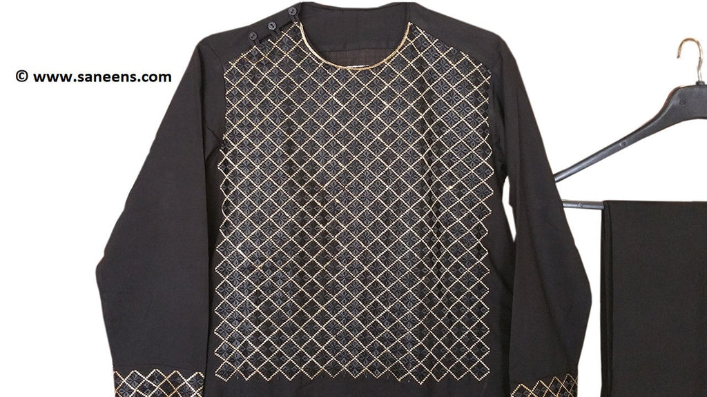 black embroidery clothes for nikkah