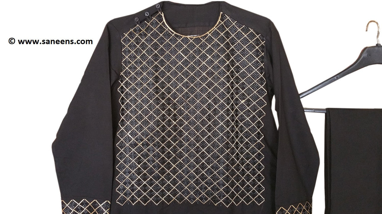 black embroidery clothes for nikkah