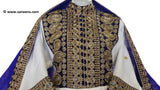 New afghan tribal nomad style white and blue hard embroidery  dress