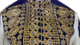 New afghan tribal nomad style white and blue hard embroidery  dress