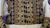 New afghan tribal nomad style white and blue hard embroidery  dress