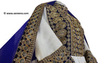 New afghan tribal nomad style white and blue hard embroidery  dress