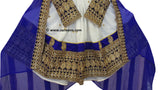 New afghan tribal nomad style white and blue hard embroidery  dress