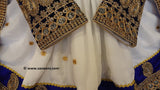 New afghan tribal nomad style white and blue hard embroidery  dress