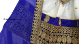 New afghan tribal nomad style white and blue hard embroidery  dress