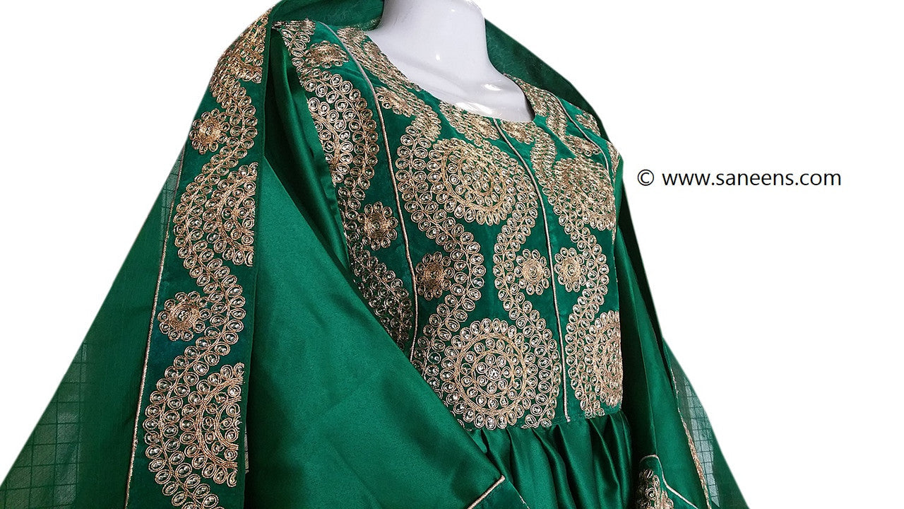 new afghan bridals trendy frock in green color