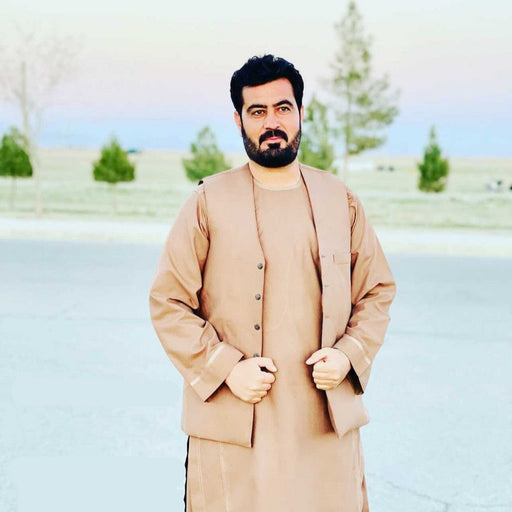 Afghan traditional men simple dress with matching vest