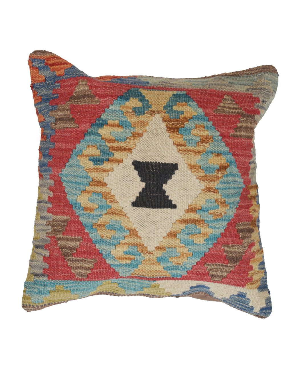 Decorative pillow with geometric pattern on a white background