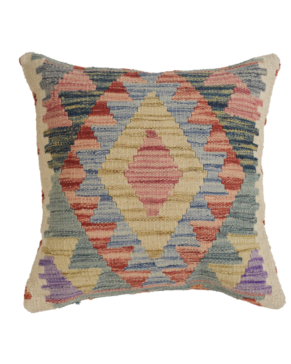 Decorative pillow with geometric pattern on a white background
