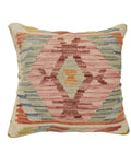Decorative pillow with geometric pattern on a white background
