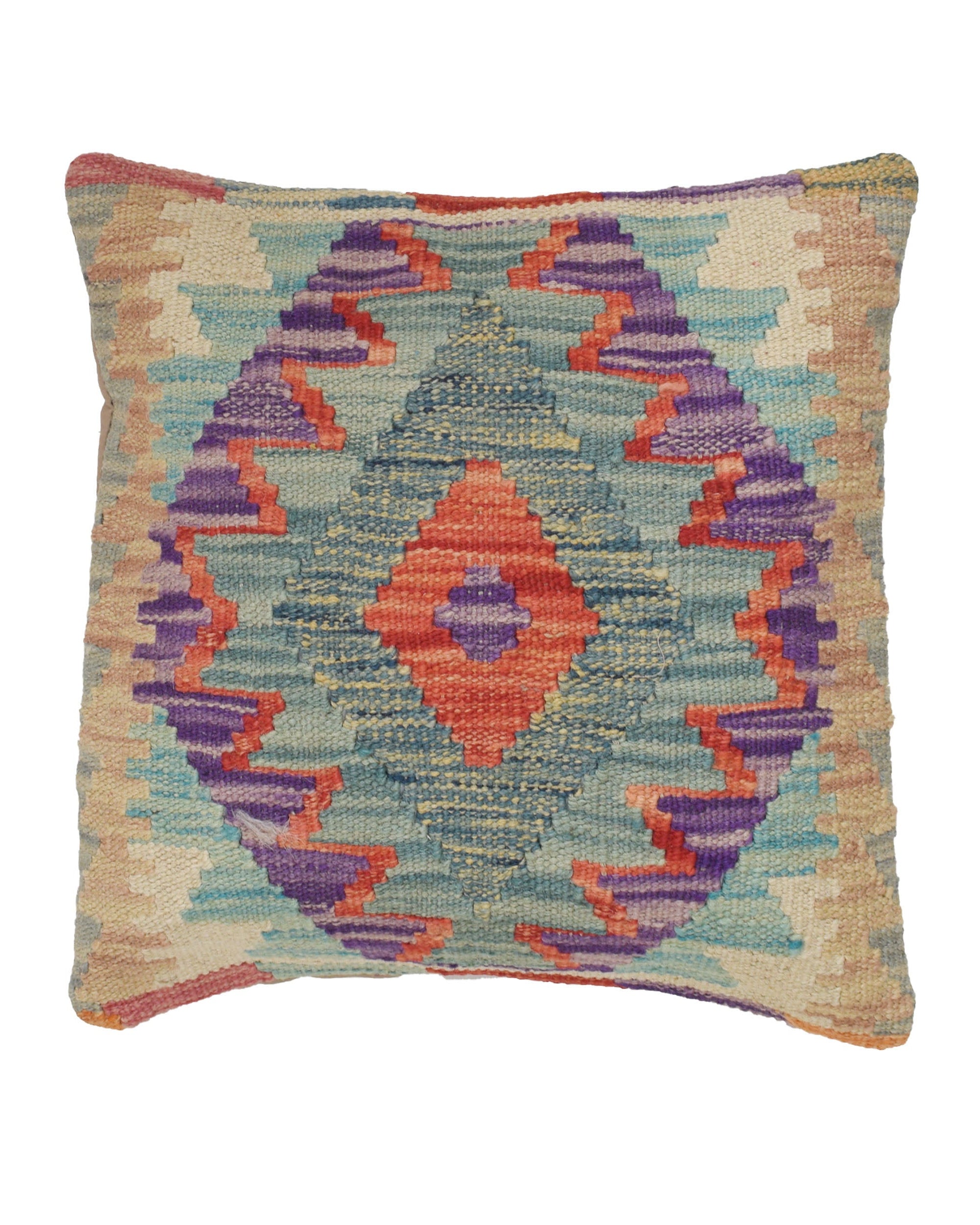Decorative pillow with geometric pattern on a white background