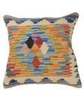 Decorative pillow with geometric pattern on a white background