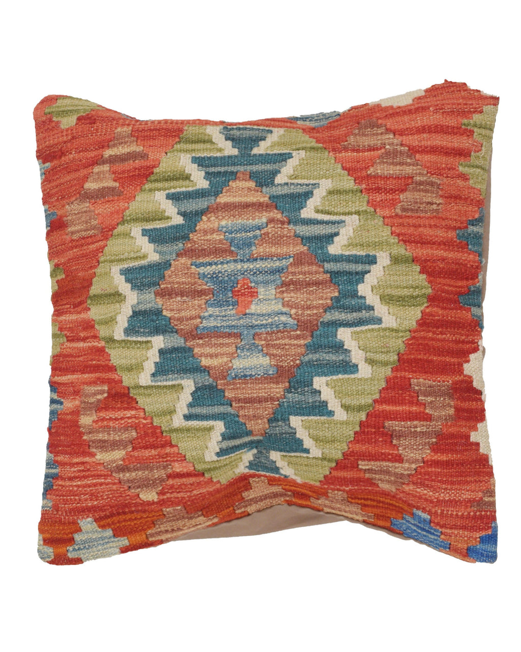 Decorative pillow with geometric pattern on a white background