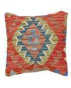 Decorative pillow with geometric pattern on a white background
