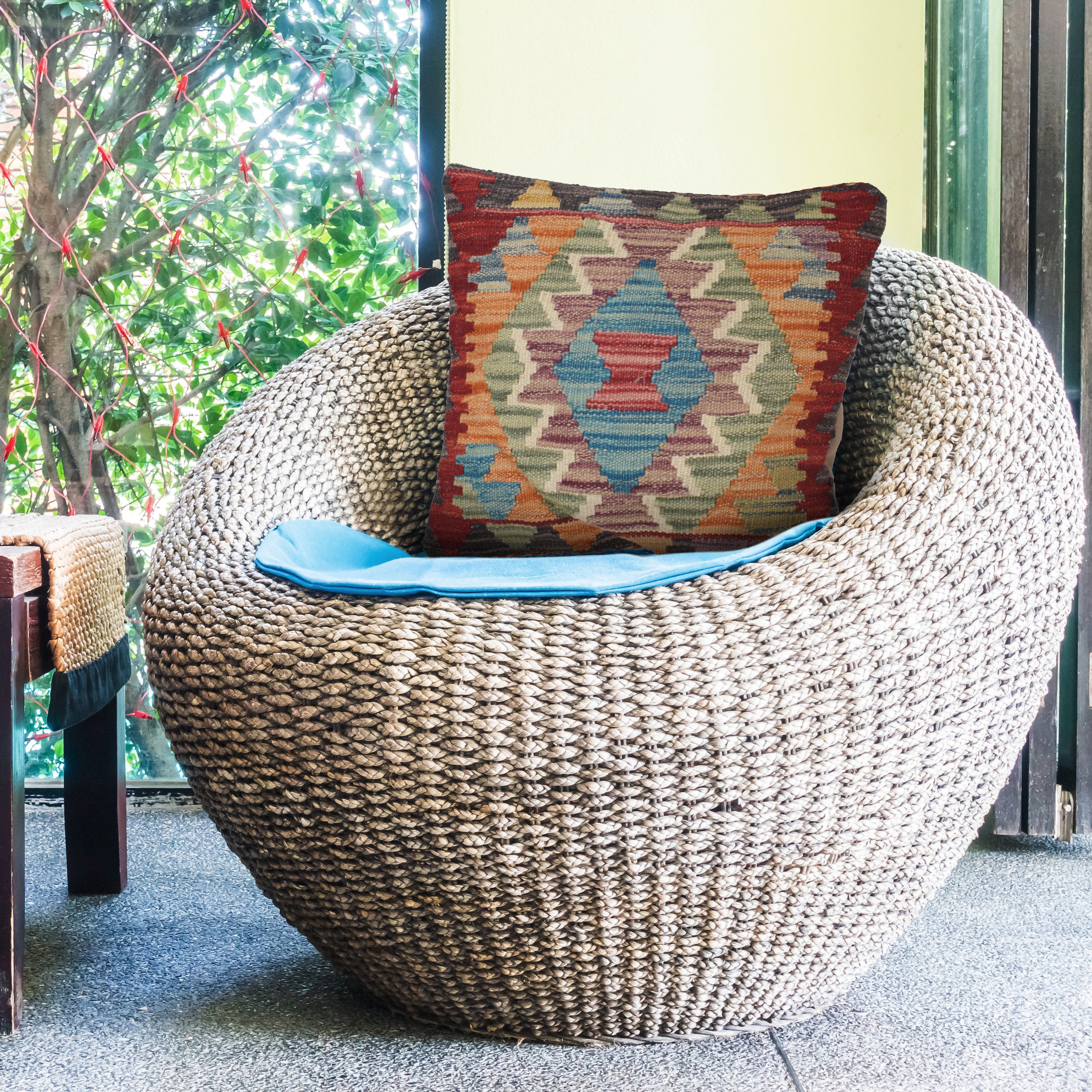Tribal Wool Carpet Pillow 1.2x1.3 ft