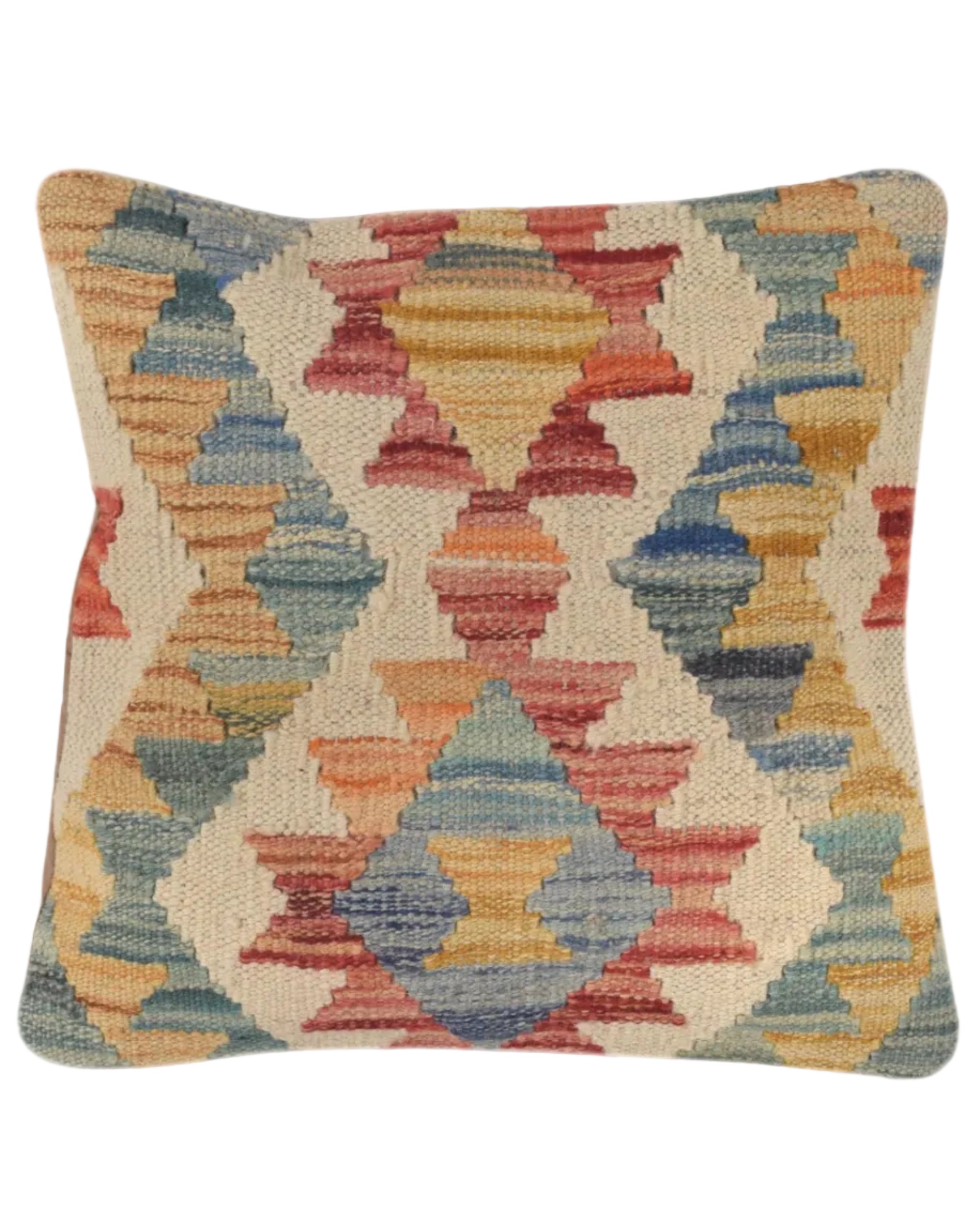 Decorative pillow with geometric pattern on a white background